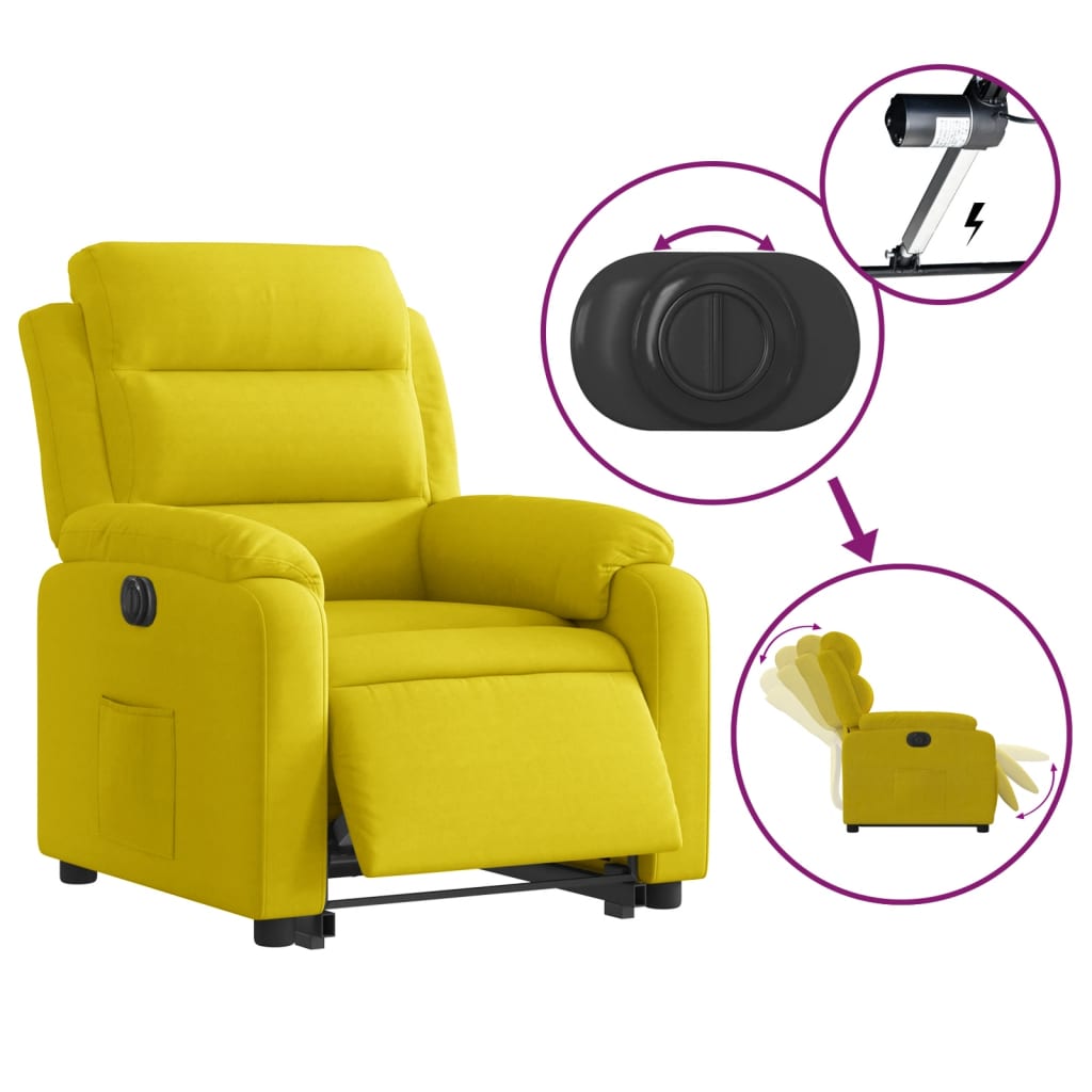 Fauteuil inclinable électrique jaune Velours Fauteuils vidaXL   