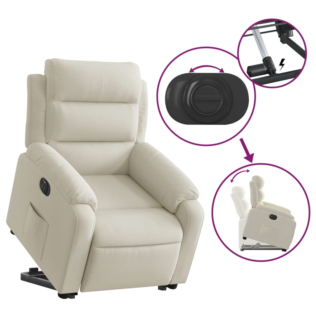 Fauteuil inclinable électrique crème velours Fauteuils vidaXL   