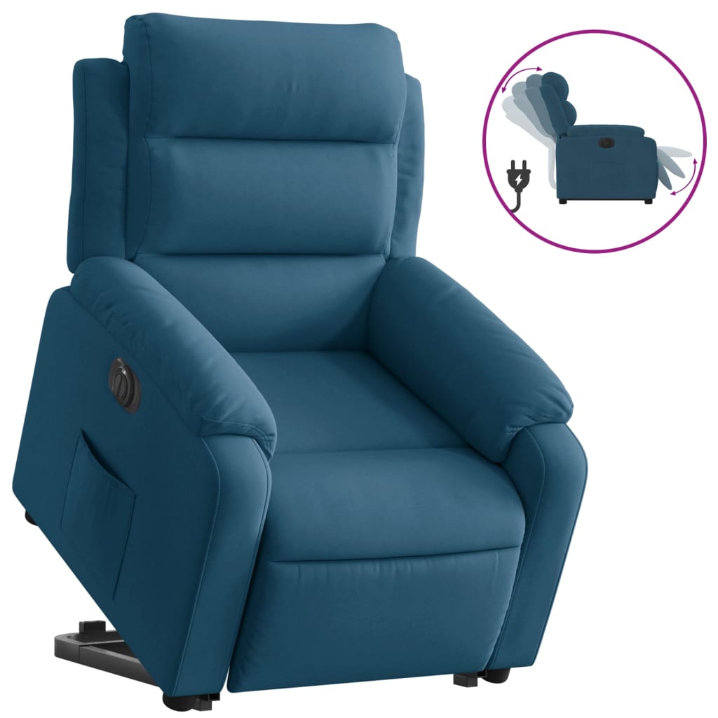 Fauteuil inclinable électrique bleu velours Fauteuils vidaXL   