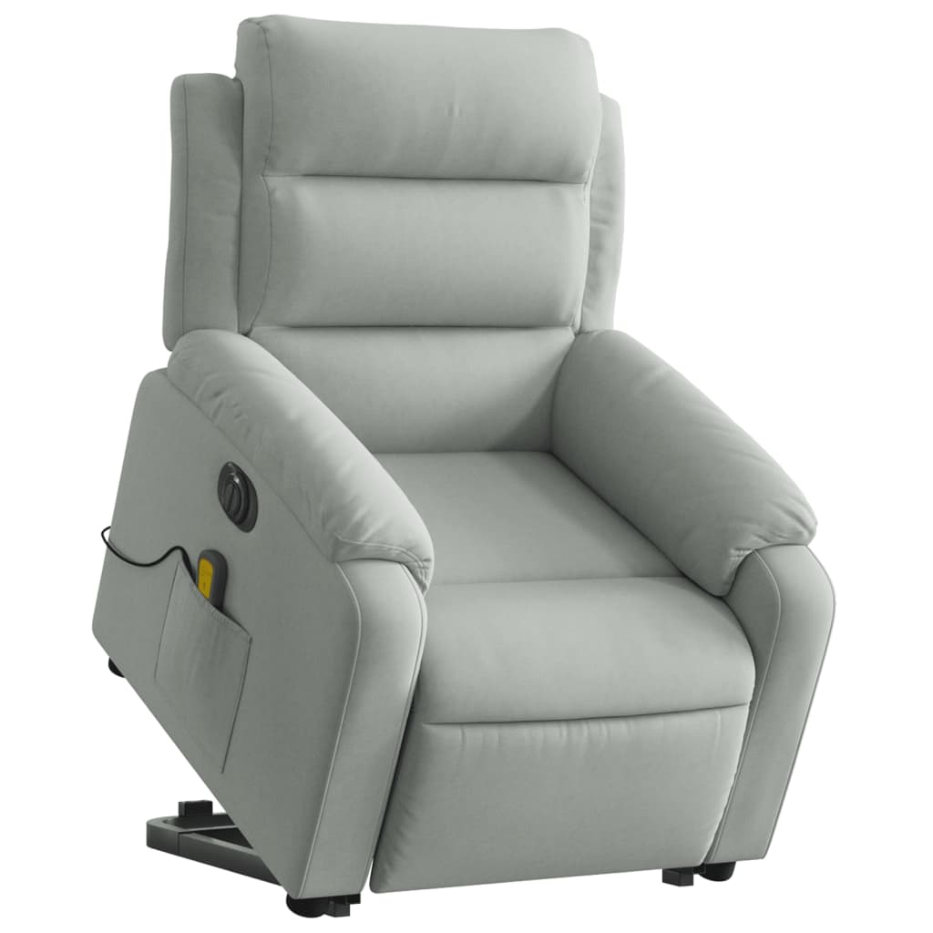 Fauteuil inclinable de massage électrique gris clair velours Fauteuils vidaXL   