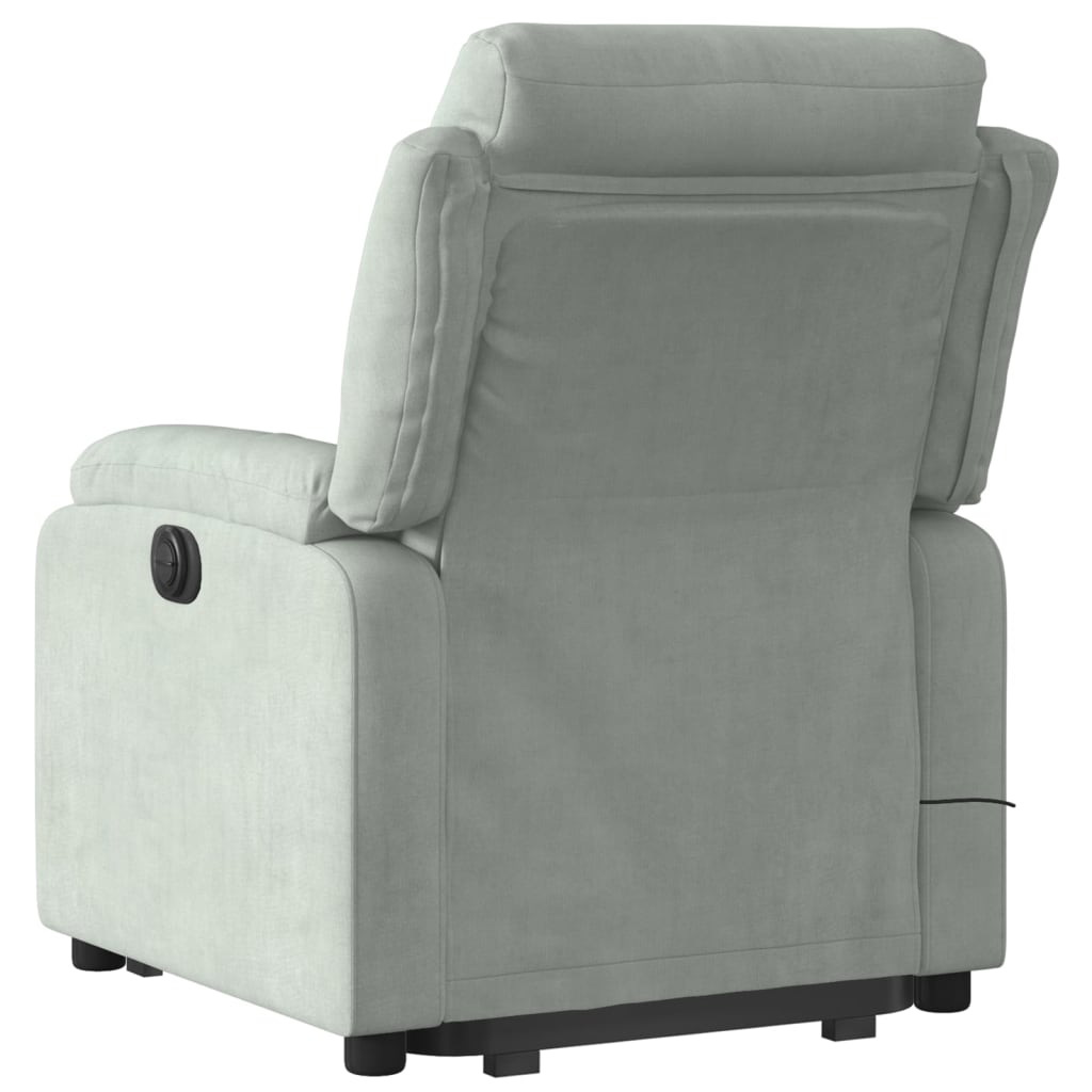 Fauteuil inclinable de massage électrique gris clair velours Fauteuils vidaXL   