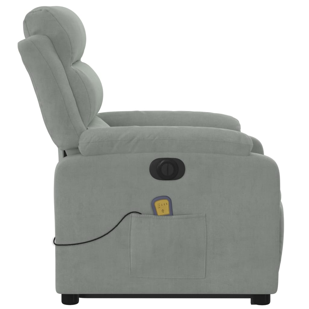 Fauteuil inclinable de massage électrique gris clair velours Fauteuils vidaXL   