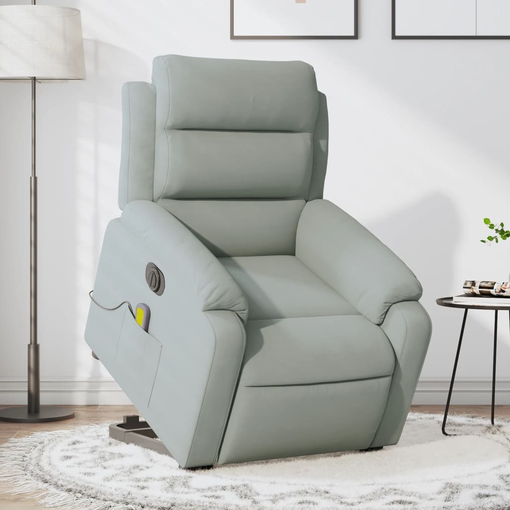 Fauteuil inclinable de massage électrique gris clair velours Fauteuils vidaXL   