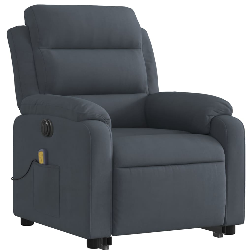 Fauteuil inclinable de massage électrique gris foncé velours Fauteuils vidaXL   