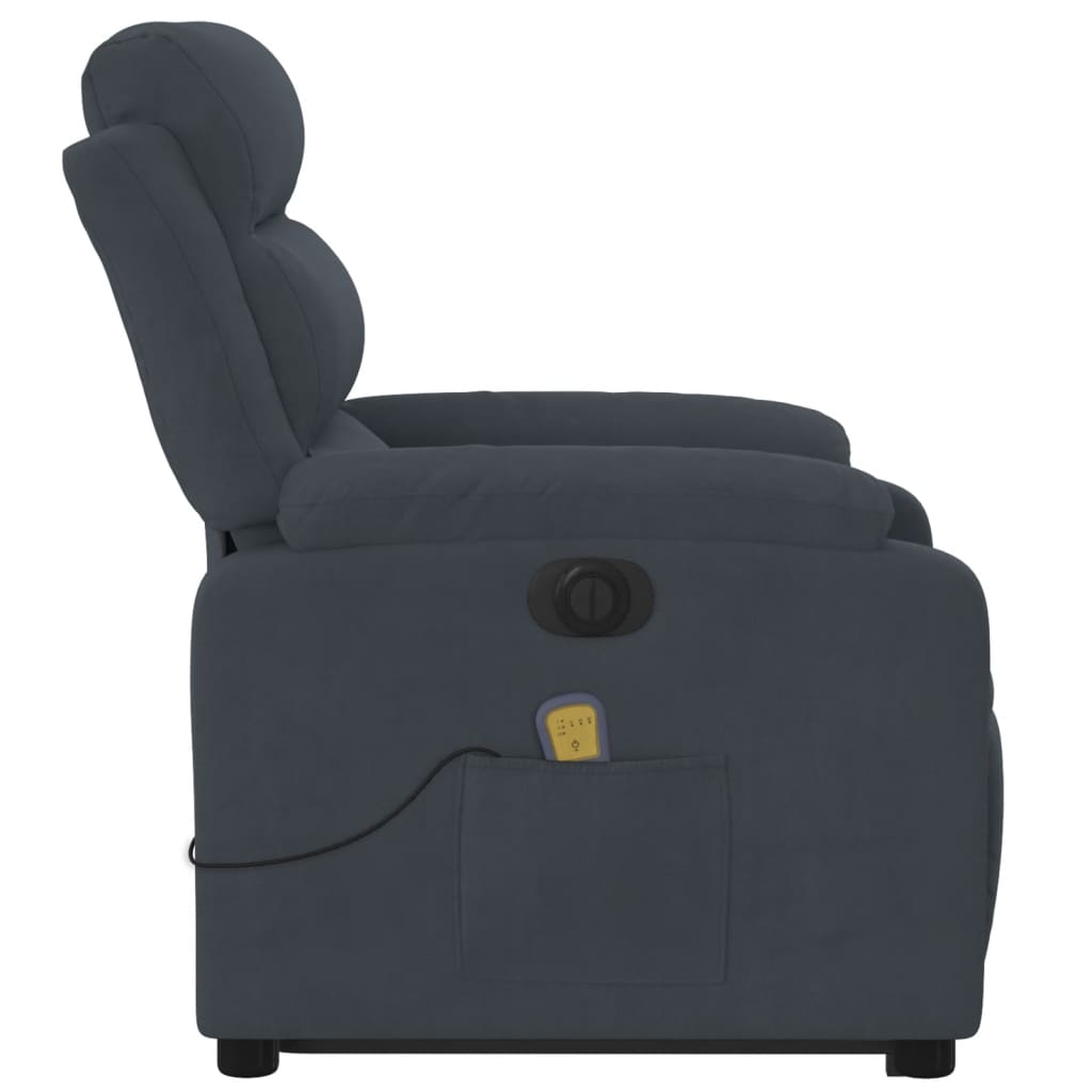 Fauteuil inclinable de massage électrique gris foncé velours Fauteuils vidaXL   