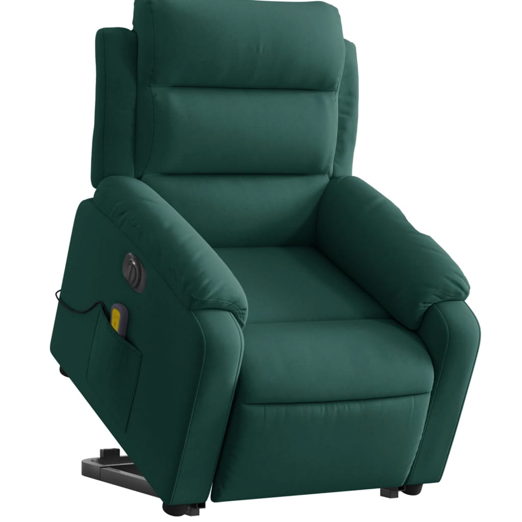 Fauteuil inclinable de massage électrique vert foncé velours Fauteuils vidaXL   