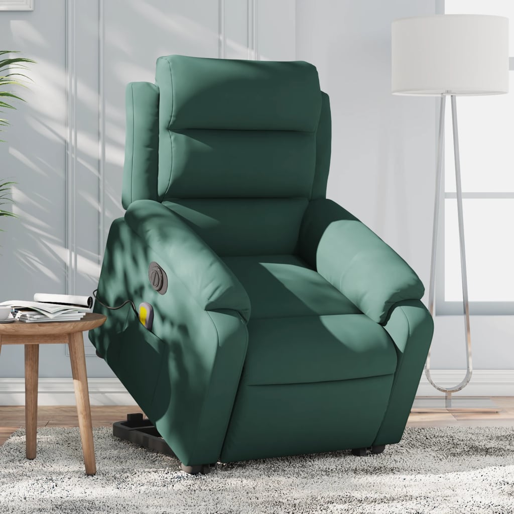 Fauteuil inclinable de massage électrique vert foncé velours Fauteuils vidaXL   