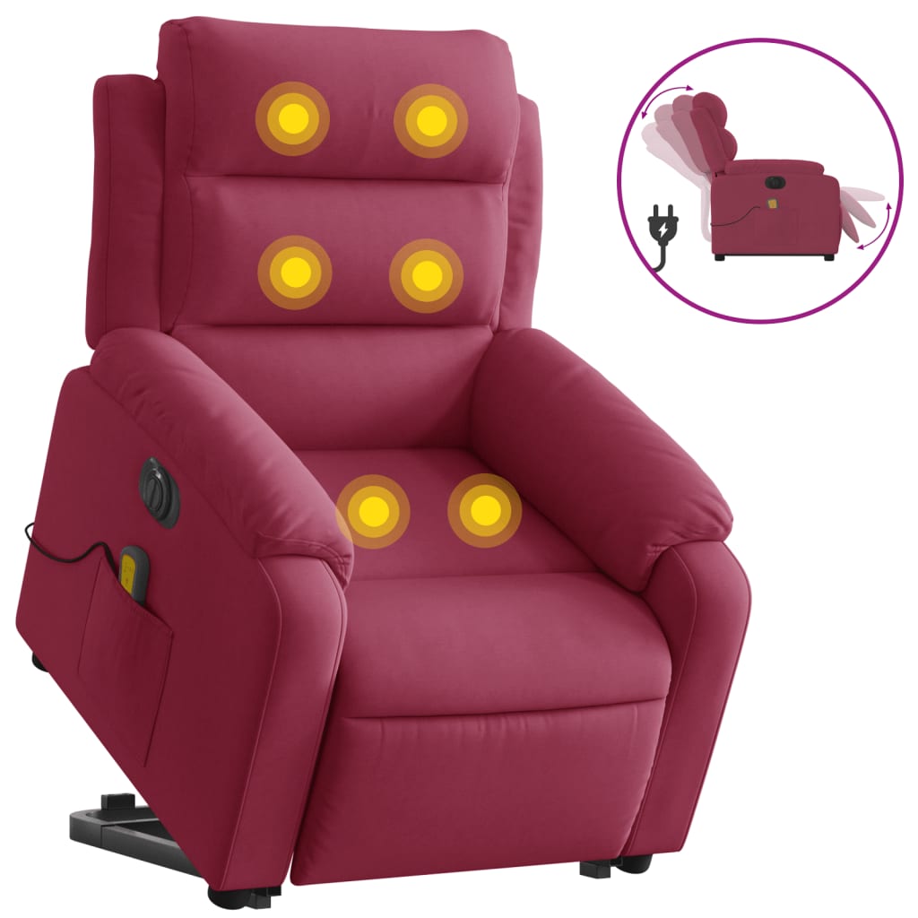 Fauteuil inclinable de massage électrique rouge bordeaux Fauteuils vidaXL   