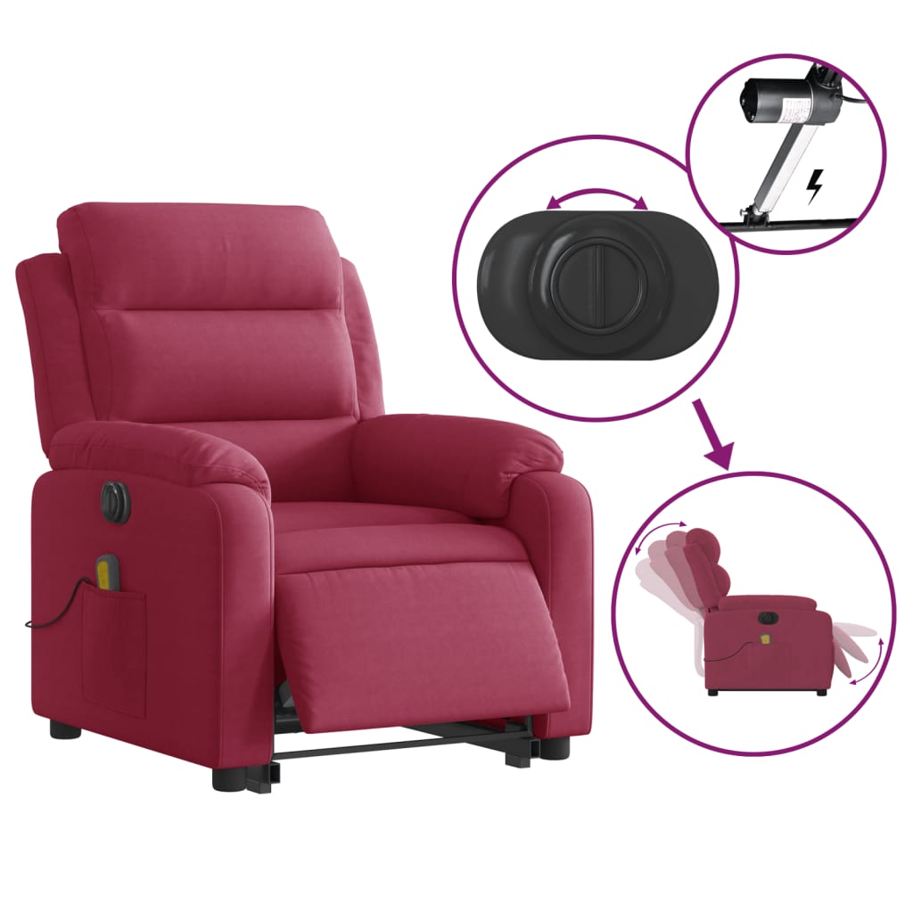 Fauteuil inclinable de massage électrique rouge bordeaux Fauteuils vidaXL   