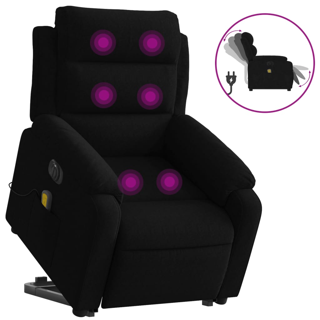 Fauteuil inclinable de massage électrique noir velours Fauteuils vidaXL   