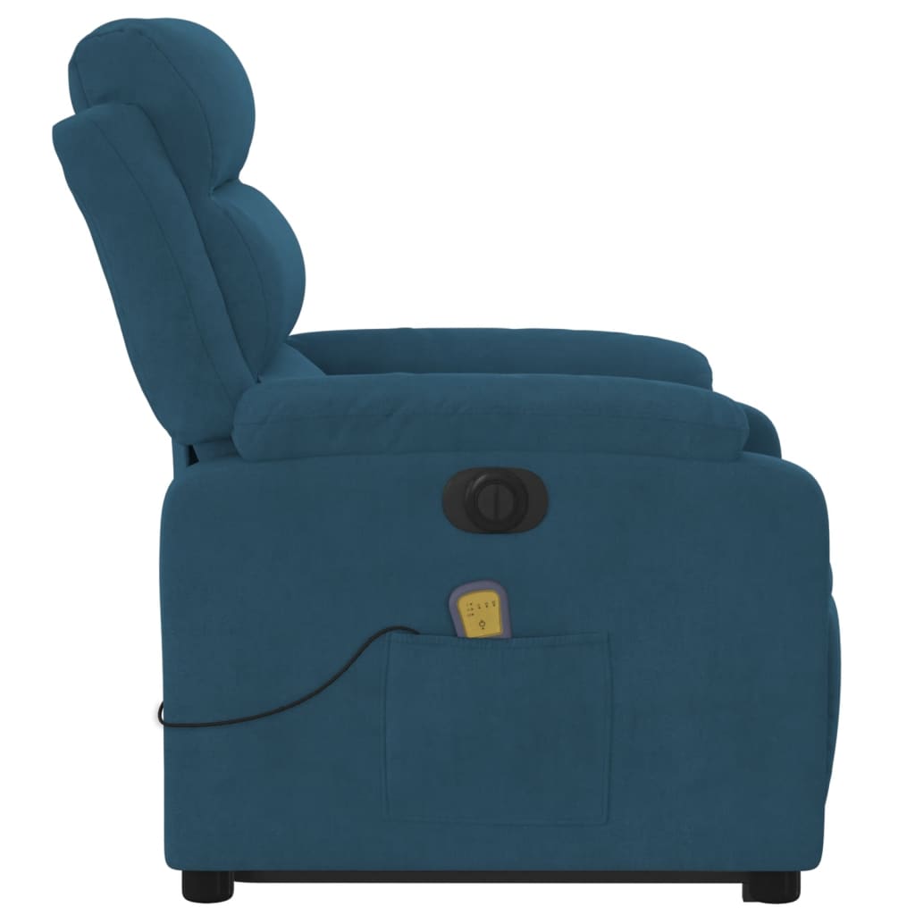 Fauteuil inclinable de massage électrique bleu velours Fauteuils vidaXL   