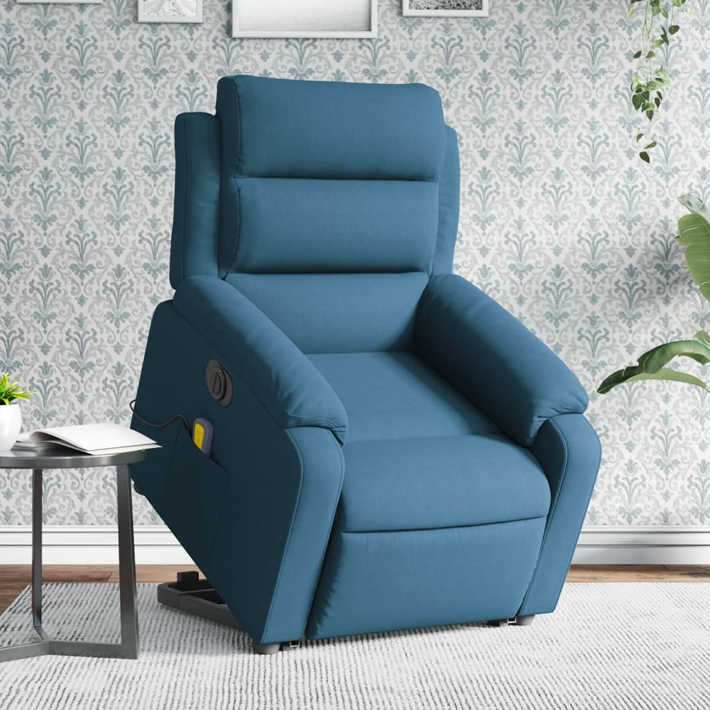 Fauteuil inclinable de massage électrique bleu velours Fauteuils vidaXL   