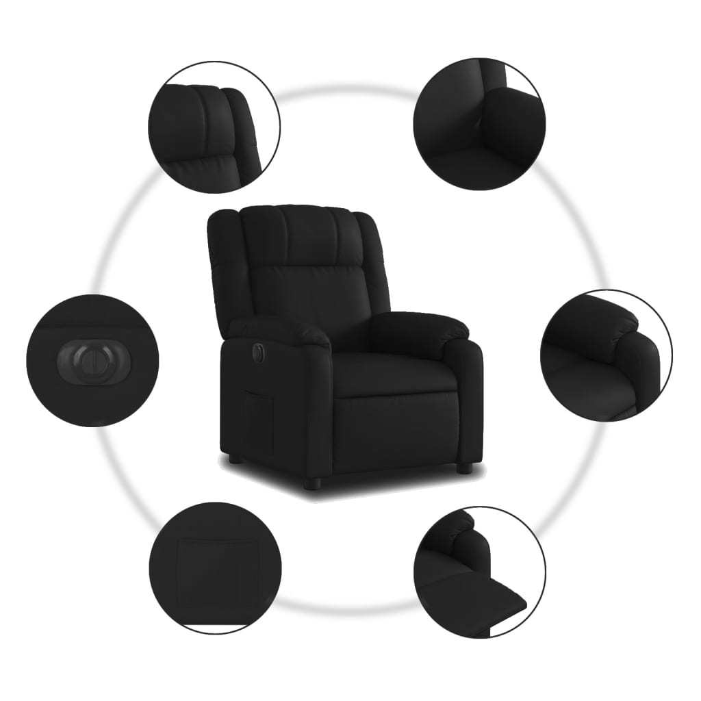 Fauteuil inclinable électrique Noir Similicuir Fauteuils vidaXL   