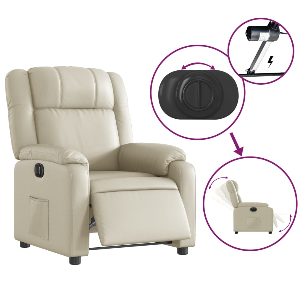 Fauteuil inclinable électrique Crème Similicuir - Xios Store SNC