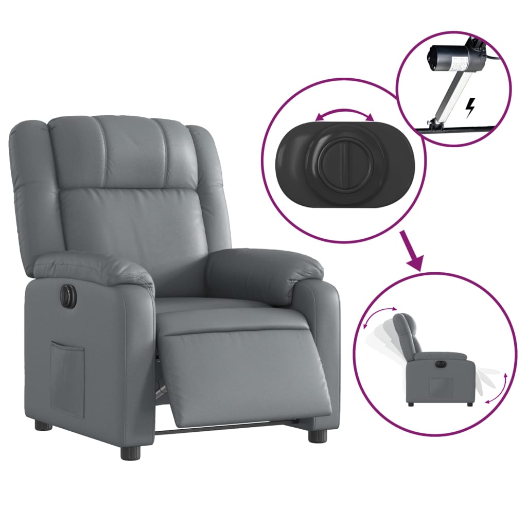 Fauteuil inclinable électrique Gris Similicuir - Xios Store SNC