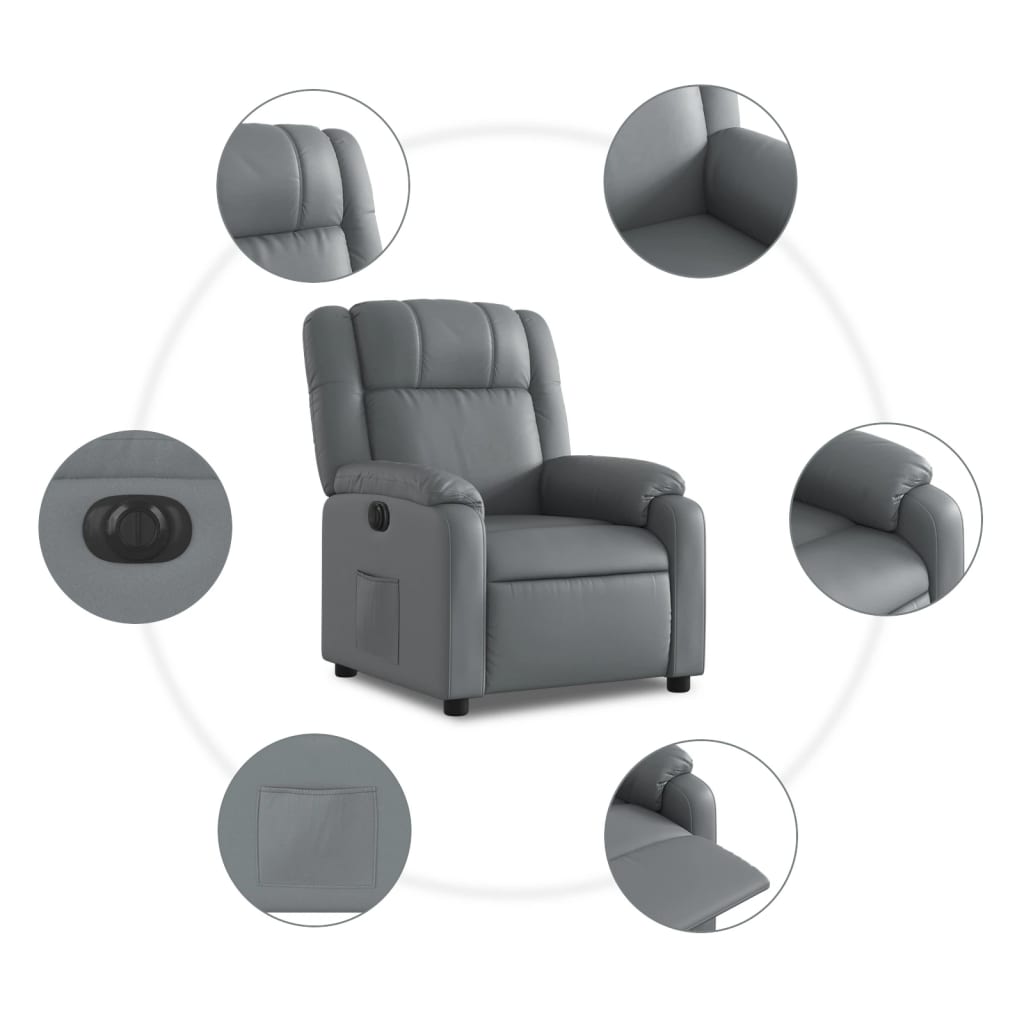 Fauteuil inclinable électrique Gris Similicuir - Xios Store SNC