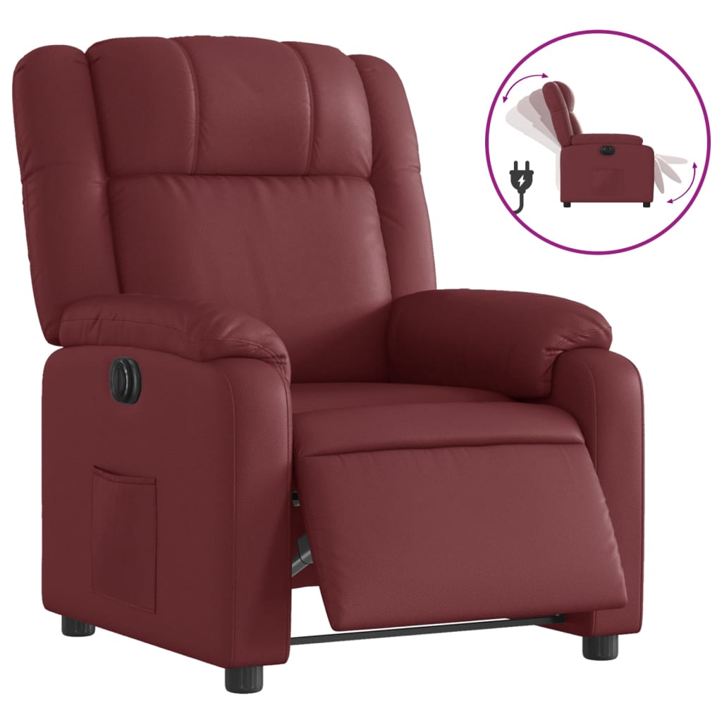 Fauteuil inclinable électrique Rouge bordeaux Similicuir - Xios Store SNC