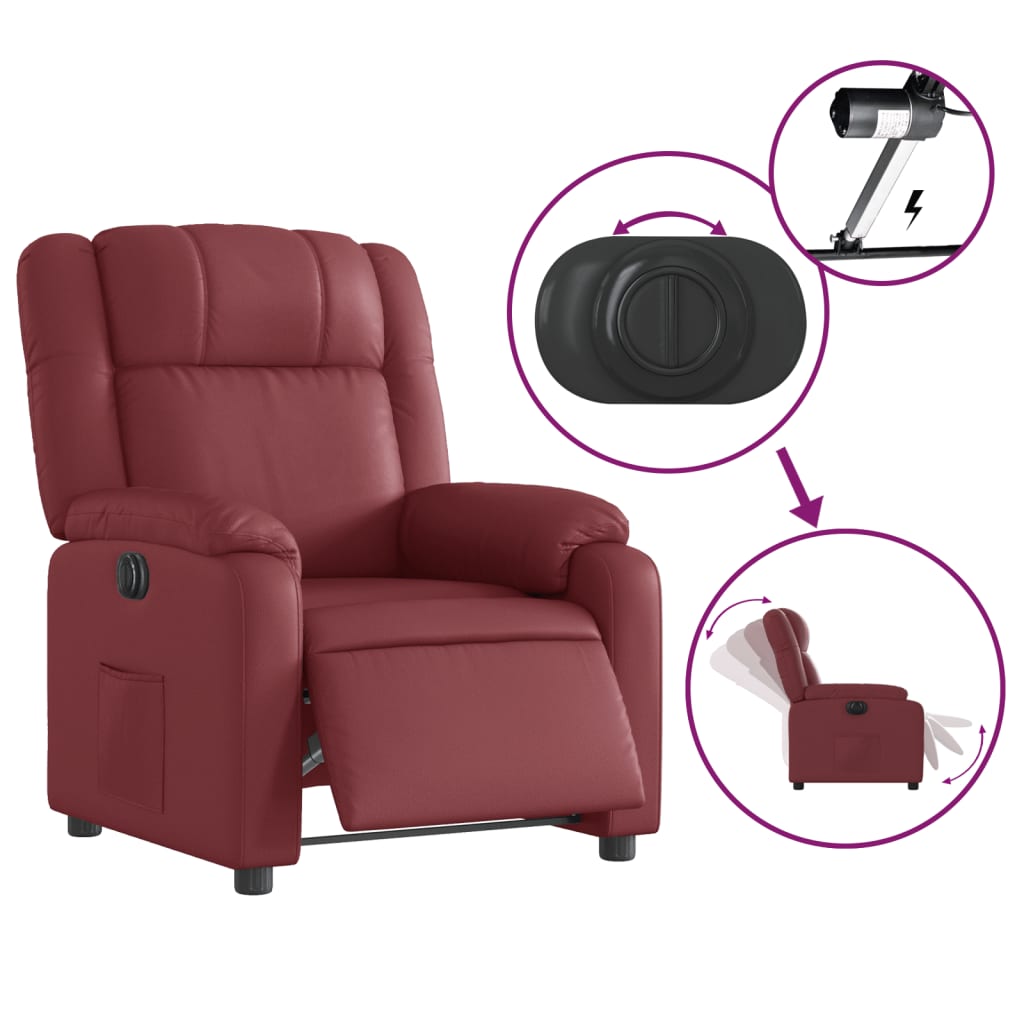 Fauteuil inclinable électrique Rouge bordeaux Similicuir - Xios Store SNC