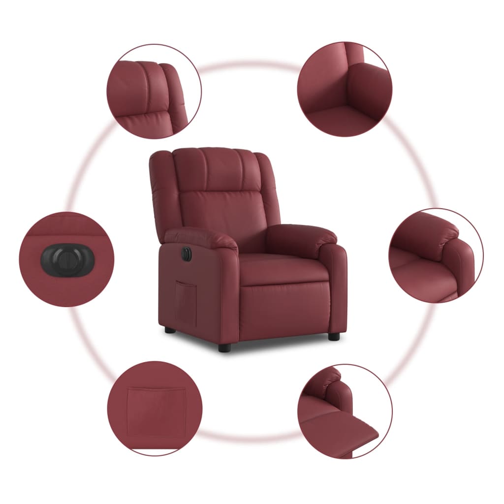 Fauteuil inclinable électrique Rouge bordeaux Similicuir - Xios Store SNC