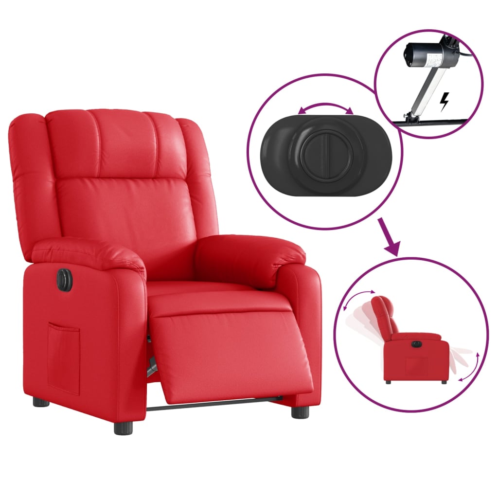 Fauteuil inclinable électrique Rouge Similicuir - Xios Store SNC