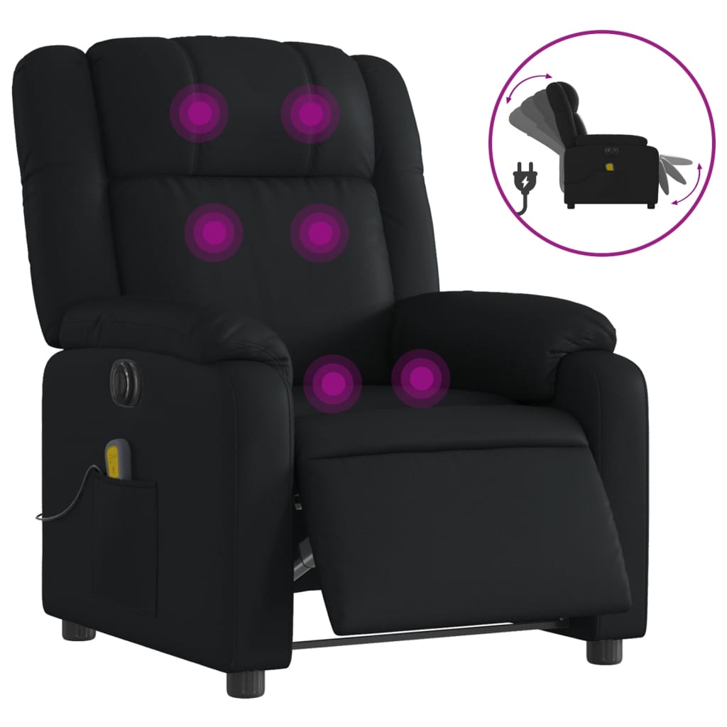 Fauteuil de massage inclinable électrique noir similicuir Fauteuils vidaXL   