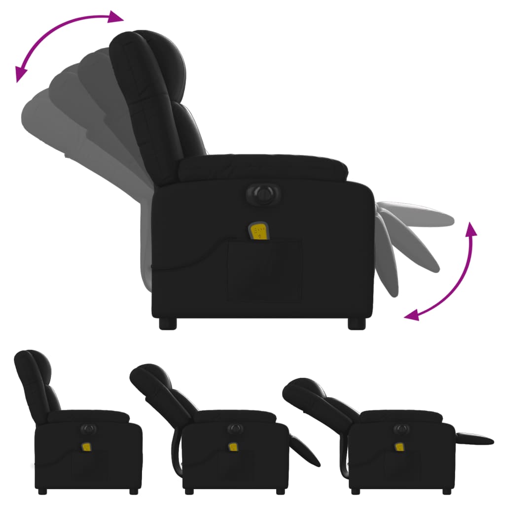 Fauteuil de massage inclinable électrique noir similicuir Fauteuils vidaXL   