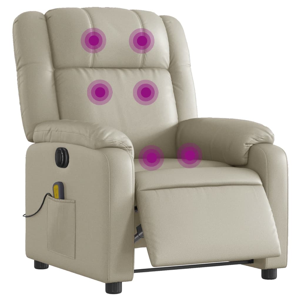 Fauteuil de massage inclinable électrique crème similicuir Fauteuils vidaXL   