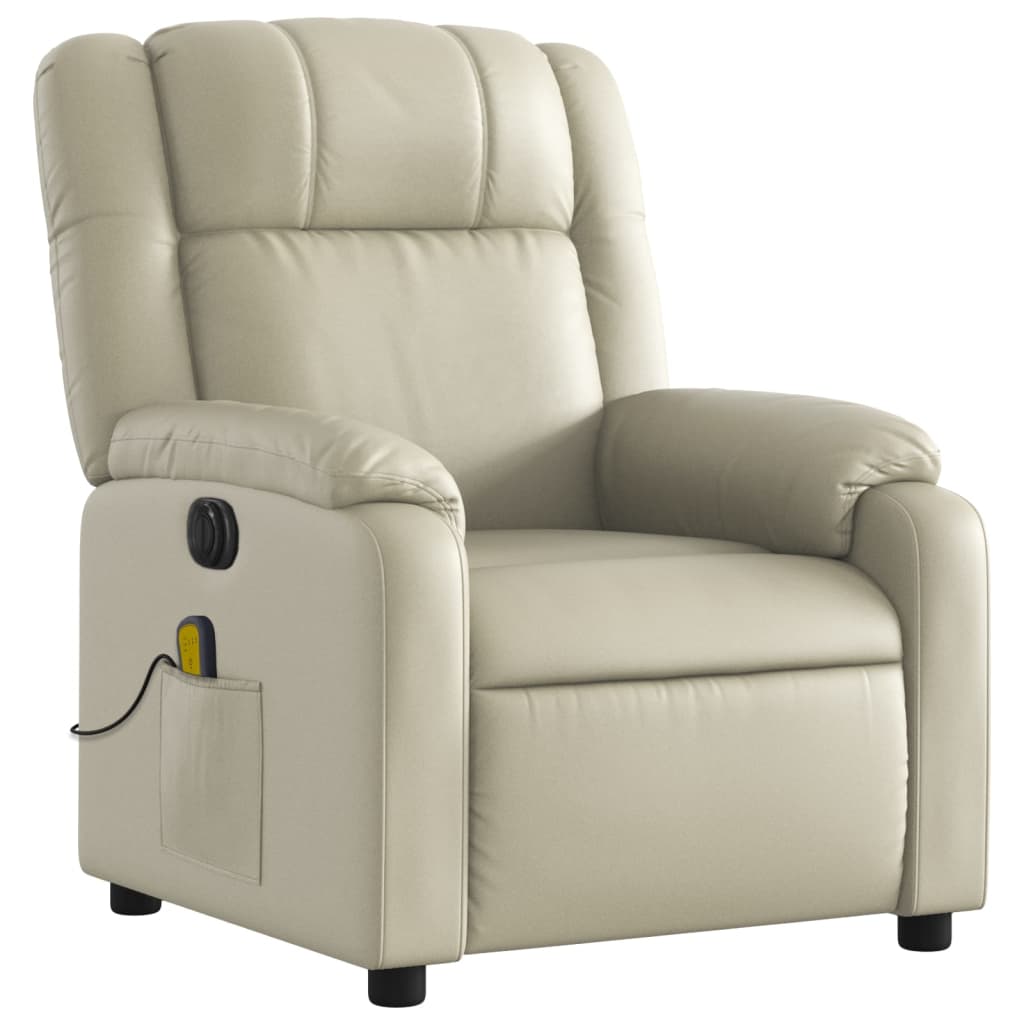 Fauteuil de massage inclinable électrique crème similicuir Fauteuils vidaXL   