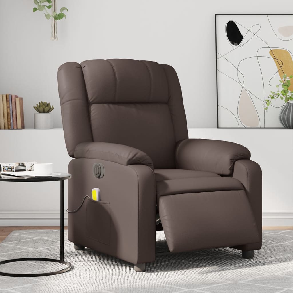 Fauteuil de massage inclinable électrique marron similicuir Fauteuils vidaXL   