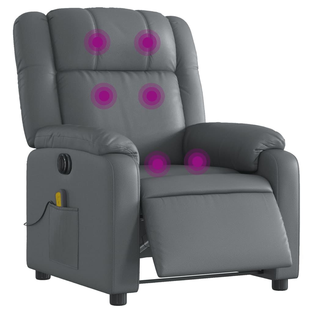 Fauteuil de massage inclinable électrique gris similicuir Fauteuils vidaXL   