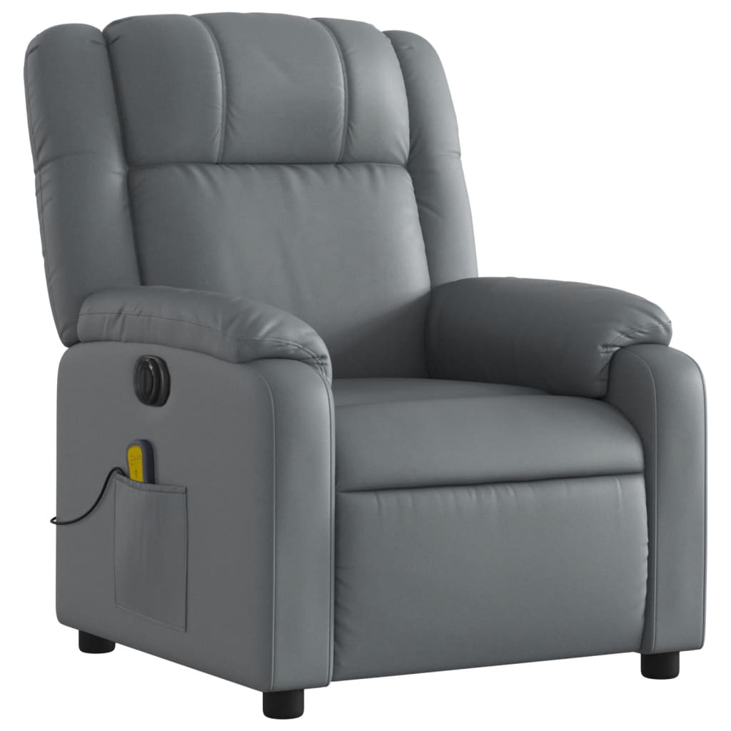 Fauteuil de massage inclinable électrique gris similicuir Fauteuils vidaXL   