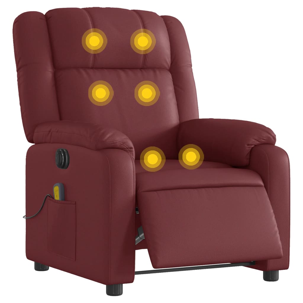 Fauteuil de massage inclinable électrique rouge bordeaux Fauteuils vidaXL   