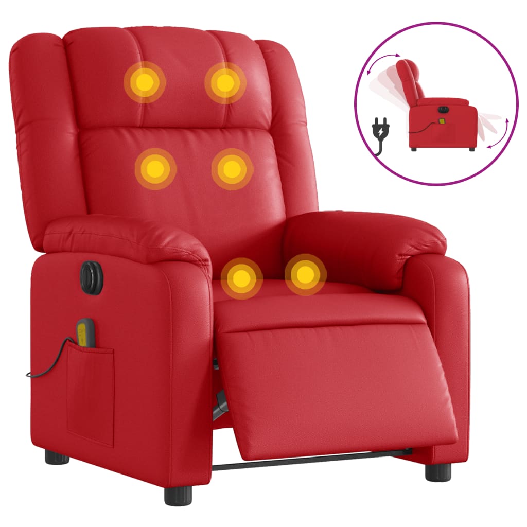 Fauteuil de massage inclinable électrique rouge similicuir - Xios Store SNC