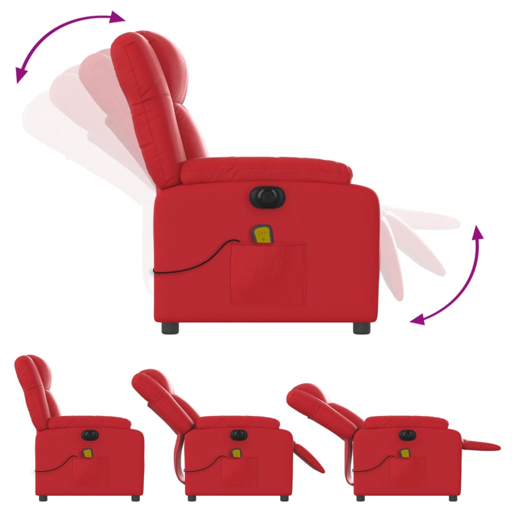 Fauteuil de massage inclinable électrique rouge similicuir - Xios Store SNC