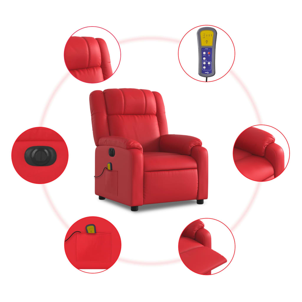 Fauteuil de massage inclinable électrique rouge similicuir - Xios Store SNC