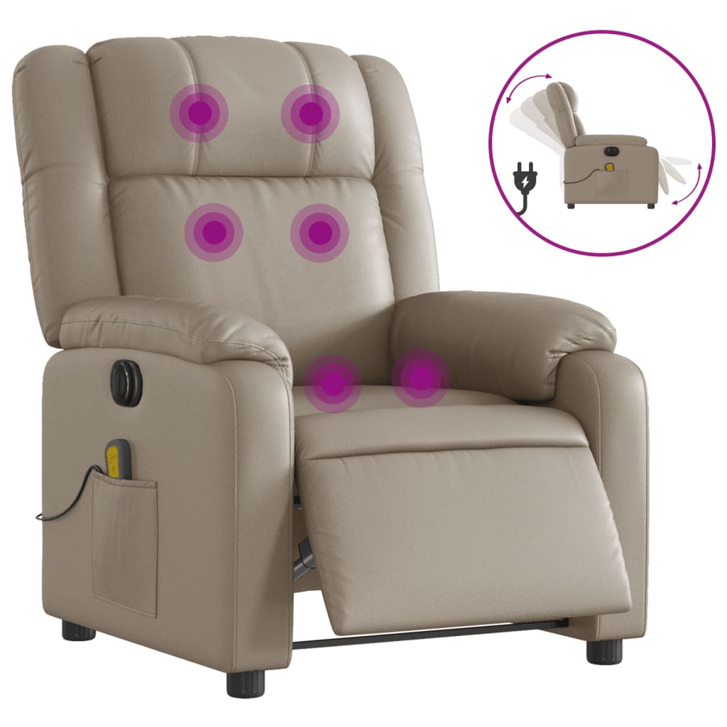 Fauteuil de massage inclinable électrique cappuccino similicuir Fauteuils vidaXL   