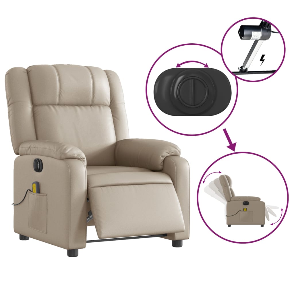 Fauteuil de massage inclinable électrique cappuccino similicuir Fauteuils vidaXL   