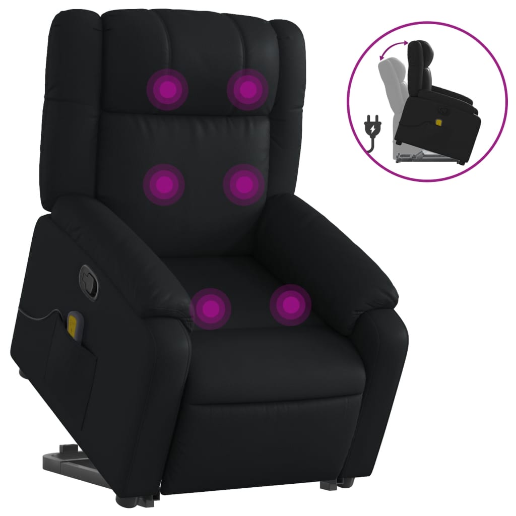 Fauteuil inclinable de massage Noir Similicuir Fauteuils vidaXL   