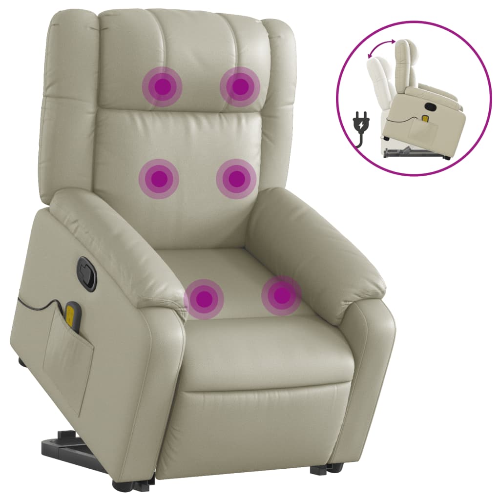 Fauteuil inclinable de massage Crème Similicuir Fauteuils vidaXL   