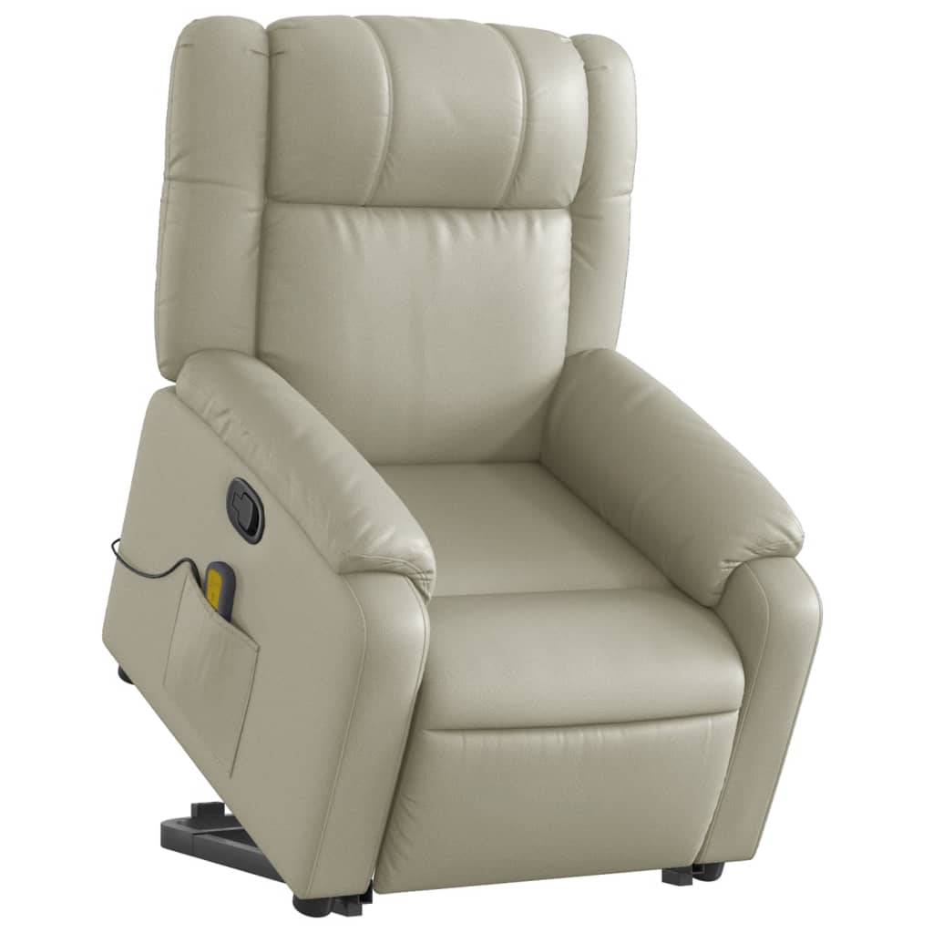 Fauteuil inclinable de massage Crème Similicuir Fauteuils vidaXL   