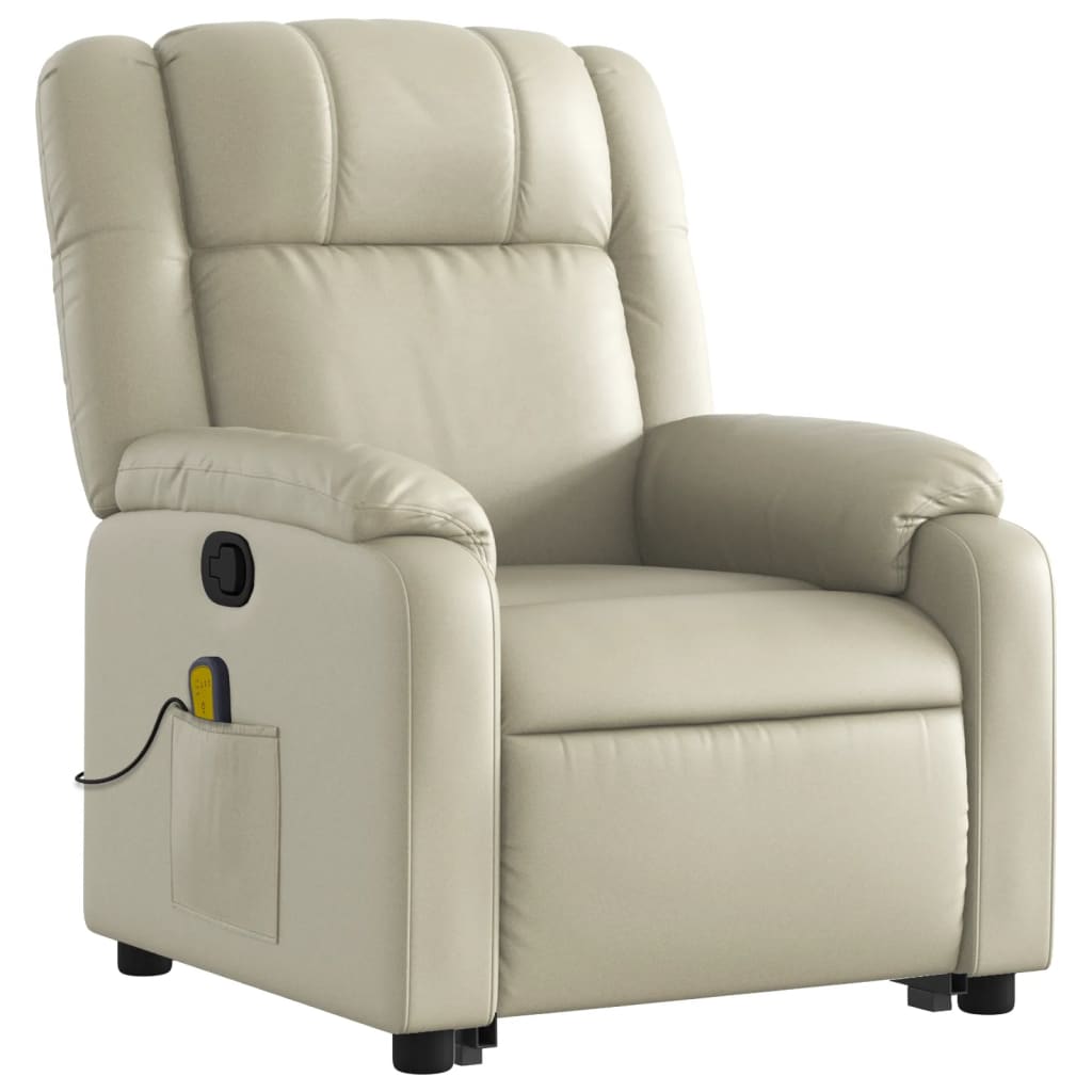 Fauteuil inclinable de massage Crème Similicuir Fauteuils vidaXL   