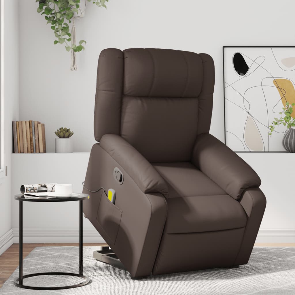 Fauteuil inclinable de massage Marron Similicuir Fauteuils vidaXL   