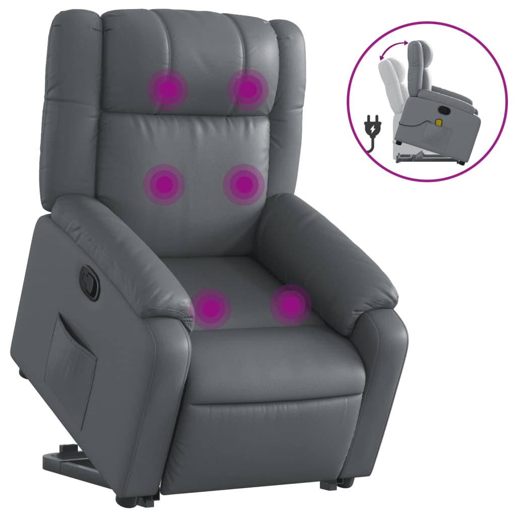 Fauteuil inclinable de massage Gris Similicuir Fauteuils vidaXL   