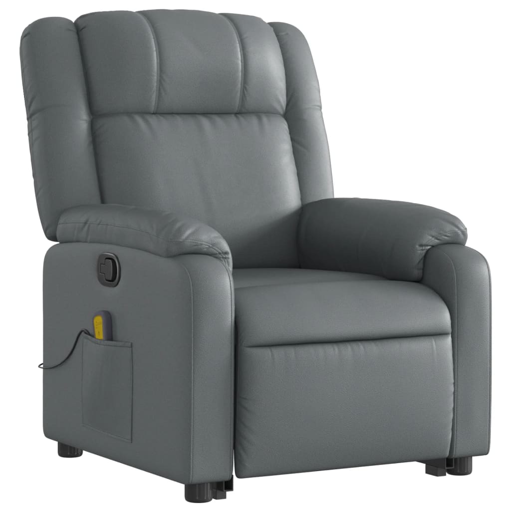 Fauteuil inclinable de massage Gris Similicuir Fauteuils vidaXL   