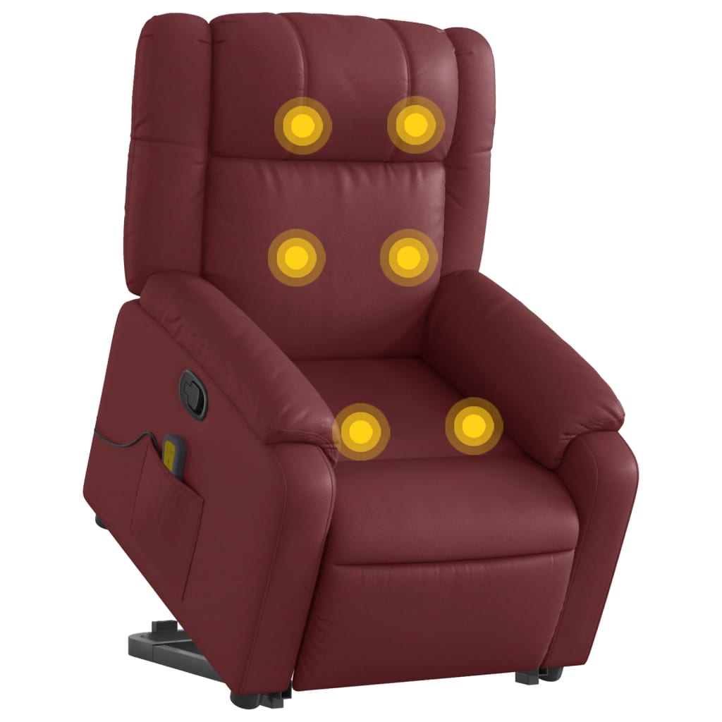 Fauteuil inclinable de massage Rouge bordeaux Similicuir Fauteuils vidaXL   