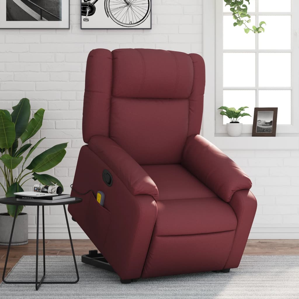 Fauteuil inclinable de massage Rouge bordeaux Similicuir Fauteuils vidaXL   