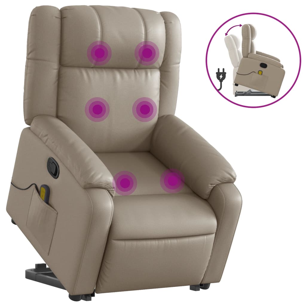 Fauteuil inclinable de massage Cappuccino Similicuir Fauteuils vidaXL   