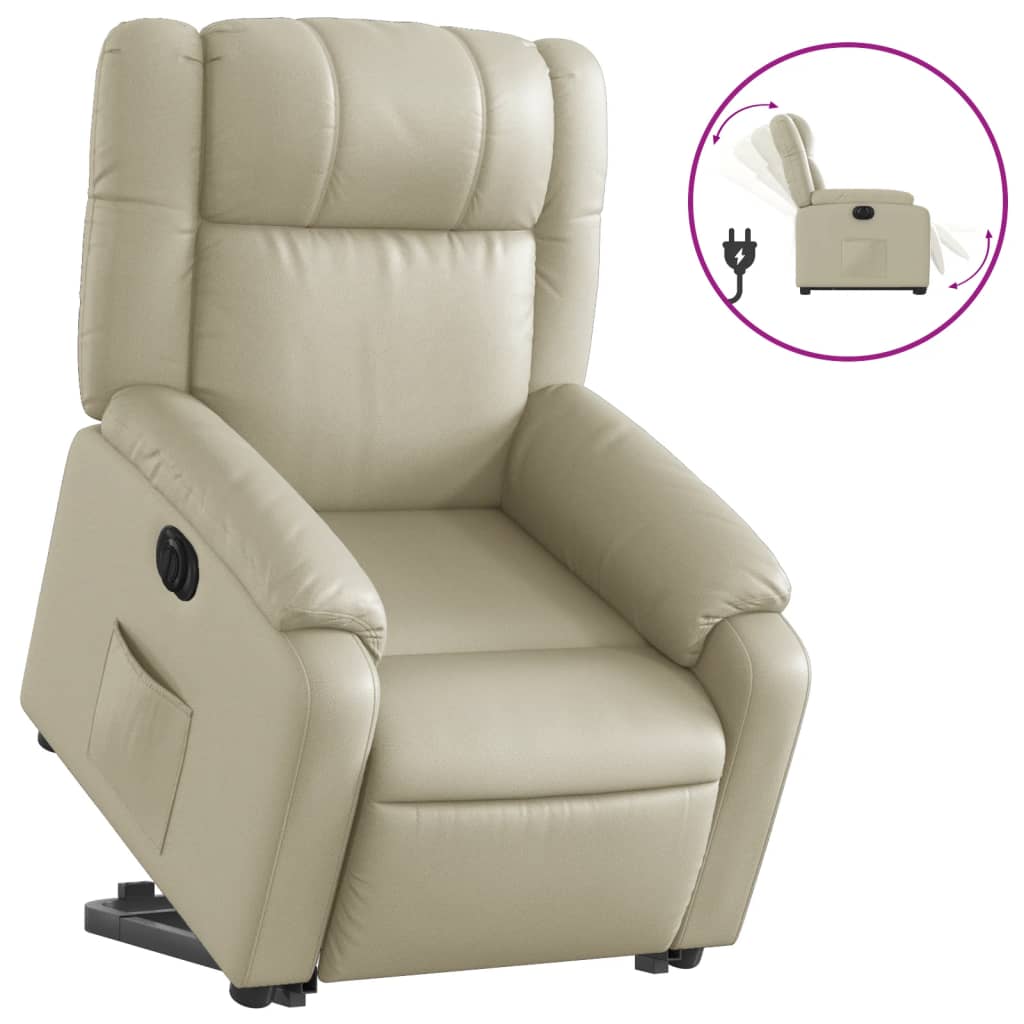 Fauteuil inclinable électrique crème similicuir - Xios Store SNC