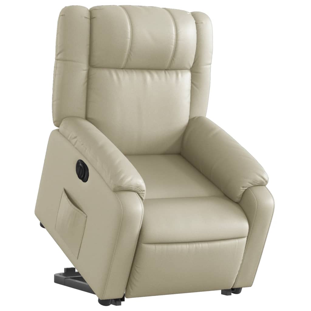 Fauteuil inclinable électrique crème similicuir - Xios Store SNC