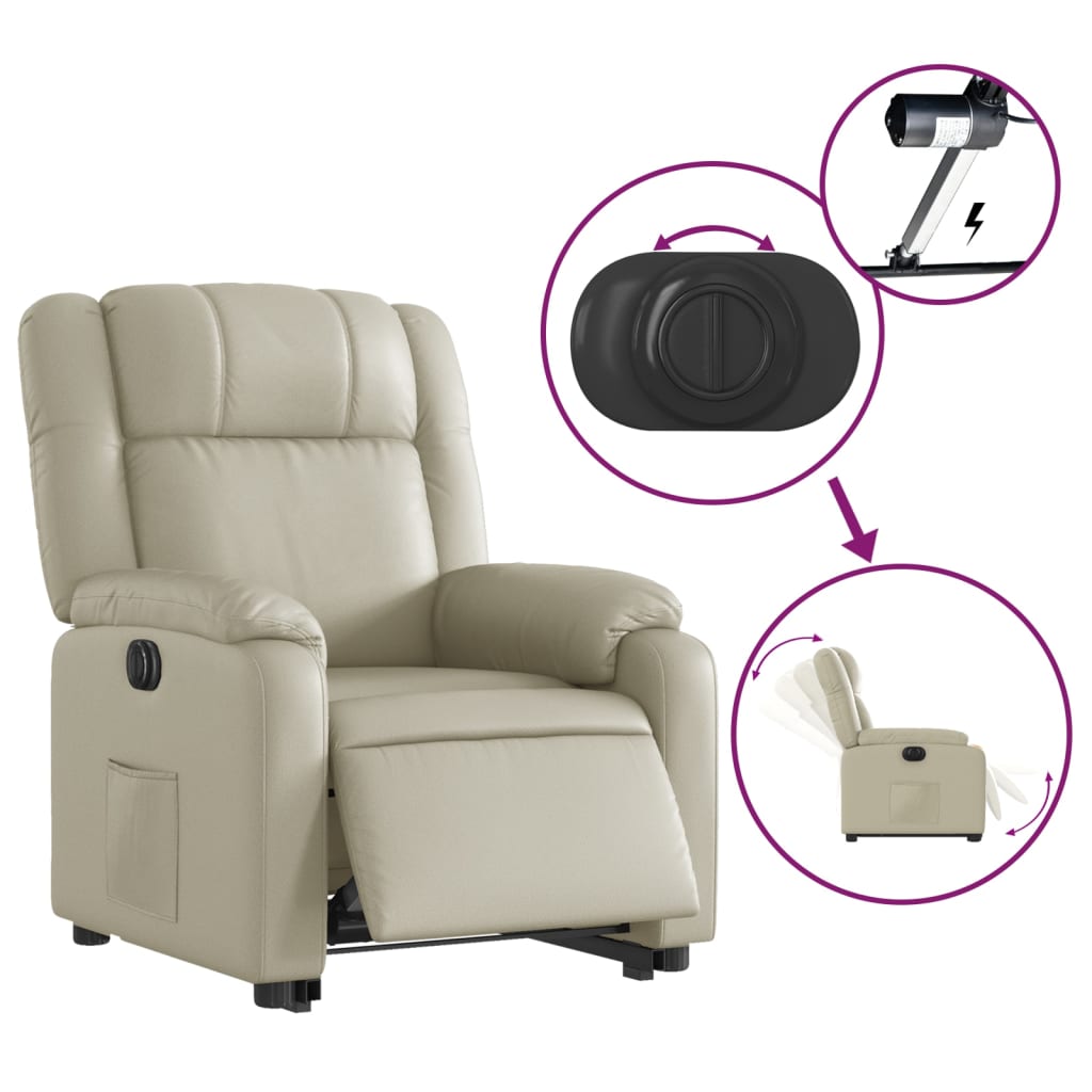 Fauteuil inclinable électrique crème similicuir - Xios Store SNC